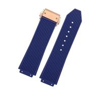 CAWEUER Bracelet en silicone à extrémité convexe compatible avec les bracelets Big Bang Classic Fusion Yubo for hommes et femmes, bracelet souple boucle pliable(Dark blue-RG)