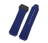 CAWEUER Bracelet en silicone à extrémité convexe compatible avec les bracelets Big Bang Classic Fusion Yubo for hommes et femmes, bracelet souple boucle pliable(Dark blue-Black)