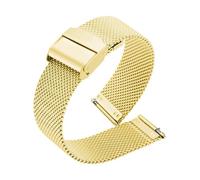 CAWEUER Bracelet milanais à boucle ardillon 10/12/14/16/17/18/19/20/21/22/24 mm, bracelet universel dégagement rapide en acier inoxydable(Gold,21mm)