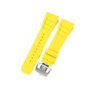 CAWEUER Compatible avec le bracelet de montre Richard Mille for homme 25 mm, importé, en caoutchouc et silicone, étanche, RM055 011(Yellow-Steel-Z6,25MM_WITH 4 STARS TOOLS)