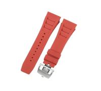 CAWEUER Compatible avec le bracelet de montre Richard Mille for homme 25 mm, importé, en caoutchouc et silicone, étanche, RM055 011(Red-Steel-Z6,25MM_WITH 5 STARS TOOLS)