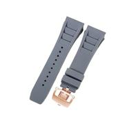 CAWEUER Compatible avec le bracelet de montre Richard Mille for homme 25 mm, importé, en caoutchouc et silicone, étanche, RM055 011(Gray-Rose-Z6,25MM_NO TOOLS)