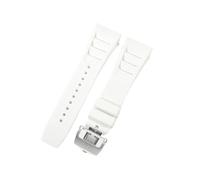 CAWEUER Compatible avec le bracelet de montre Richard Mille for homme 25 mm, importé, en caoutchouc et silicone, étanche, RM055 011(White-Steel-Z6,25MM_WITH 4 STARS TOOLS)