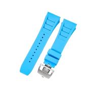 CAWEUER Compatible avec le bracelet de montre Richard Mille for homme 25 mm, importé, en caoutchouc et silicone, étanche, RM055 011(Light blue-Steel-Z6,25MM_NO TOOLS)