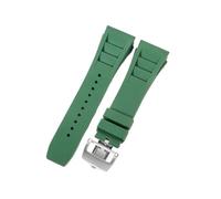 CAWEUER Compatible avec le bracelet de montre Richard Mille for homme 25 mm, importé, en caoutchouc et silicone, étanche, RM055 011(Green-Steel-Z6,25MM_NO TOOLS)
