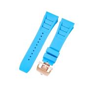 CAWEUER Compatible avec le bracelet de montre Richard Mille for homme 25 mm, importé, en caoutchouc et silicone, étanche, RM055 011(Light blue-Rose-Z6,25MM_WITH 4 STARS TOOLS)