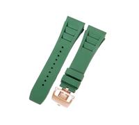 CAWEUER Compatible avec le bracelet de montre Richard Mille for homme 25 mm, importé, en caoutchouc et silicone, étanche, RM055 011(Green-Rose-Z6,25MM_WITH 4 STARS TOOLS)