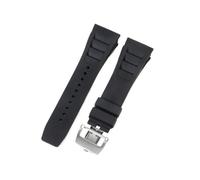 CAWEUER Compatible avec le bracelet de montre Richard Mille for homme 25 mm, importé, en caoutchouc et silicone, étanche, RM055 011(Black-Steel-Z6,25MM_NO TOOLS)