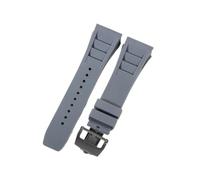CAWEUER Compatible avec le bracelet de montre Richard Mille for homme 25 mm, importé, en caoutchouc et silicone, étanche, RM055 011(Gray-Black-Z6,25MM_WITH 4 STARS TOOLS)