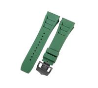 CAWEUER Compatible avec le bracelet de montre Richard Mille for homme 25 mm, importé, en caoutchouc et silicone, étanche, RM055 011(Green-Black-Z6,25MM_WITH 5 STARS TOOLS)