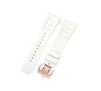 CAWEUER Compatible avec le bracelet de montre Richard Mille for homme 25 mm, importé, en caoutchouc et silicone, étanche, RM055 011(White-Rose-Z6,25MM_WITH 4 STARS TOOLS)