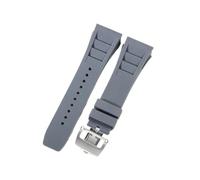 CAWEUER Compatible avec le bracelet de montre Richard Mille for homme 25 mm, importé, en caoutchouc et silicone, étanche, RM055 011(Gray-Steel-Z6,25MM_WITH 4 STARS TOOLS)