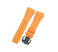 CAWEUER Compatible avec le bracelet de montre Richard Mille for homme 25 mm, importé, en caoutchouc et silicone, étanche, RM055 011(Orange-Black-Z6,25MM_WITH 5 STARS TOOLS)