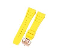 CAWEUER Compatible avec le bracelet de montre Richard Mille for homme 25 mm, importé, en caoutchouc et silicone, étanche, RM055 011(Yellow-Rose-Z6,25MM_WITH 4 STARS TOOLS)