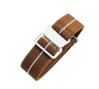 CAWEUER Compatible avec les bracelets de montre Tudor Parachute Qicheng Biwan Little Red Flower Seiko Water Ghost en nylon haute densité 18, 20 et 22 mm(Brown White-Steel,20mm)