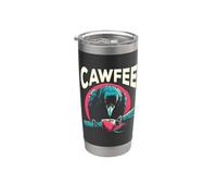 Cawfee - Corbeau amusant jeu de mots pour amateurs de caféine sarcastique Gobelet isotherme en acier inoxydable double paroi