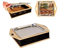 CAWI BBQ-Boards HeatBoard Chauffe-plat pour barbecues avec support en acier inoxydable et fonction bougie chauffe-plat Plaque de maintien au chaud pour viande et accompagnements Accessoires de
