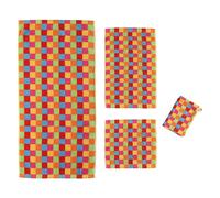 Cawö Home Serviette Life Style Cube Carreaux 7017 Multicolore Eponge multicolore moderne, Taille:Gant de toilette 16 x 22 cm