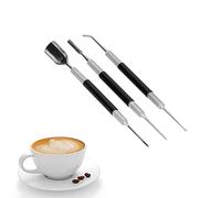 Caxe Latte Art Pen, 3pcs / Set Set Inneildless Steel Art Pen Fancy Needle Home Coffee Decorating Tool pour Latte Cappuccino Macchiato Espresso
