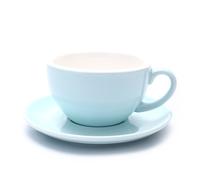 Caxezone Latte Art tasse et soucoupe pour Latte & Cappuccino Great Cup Shape for Coffee Shop et Barista Cramique (Bleu clair brillant 10,5 oz)