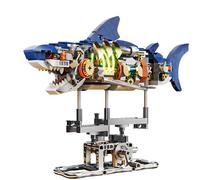 CAXIMSY Jouet en bloc de construction en forme de requin avec un support qui peut pivoter, un cadeau unique et créatif pour adultes ou garçons (687 + PCS)