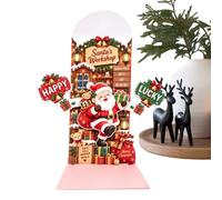 CAXIWER Cartes de Vœux 3D Noël Scène festive multicouche à ouvrir, souvenir | Carte de Noël pour argent liquide et enveloppe à billets Pour fille et fils petite amie réunion à la maison étagère Modèle A