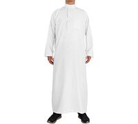 Caxndycing Abaya Ensembles Musulmans Musulmans Hommes Vêtements Jubba Thobe Djellaba Homme Ropa Hombre Pakistan Caftan Robes Islam Abayas, Blanc., XL