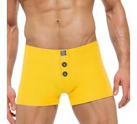 Caxndycing Boxer pour homme - Sous-vêtements rétro - Respirant - Sous-vêtements pour homme - Sous-vêtements rétro - Basique - Boxer stretch avec boutons, jaune, M