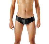 Caxndycing Boxer transparent pour homme - Sans coutures - Une pièce - Short de bain court - Sexy - Slip de bain - Fermeture éclair - Slip de bain - Mode été, 06 noir., XXL