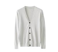 Caxndycing Cardigan en tricot pour homme - Manches longues - Léger et fin - Veste bomber - Respirante - Cardigan d'été - Boutonnière - Veste de transition tricotée, Blanc., M
