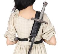 Caxndycing Ceinture d'épée médiévale en cuir pour homme - Rétro - PU - Dos - Chevalier - Armure de pirate - Porte-épée - Adulte - Costume rétro streetwear, Noir , taille unique