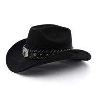 Caxndycing Chapeau de cowboy en feutre pour femme avec bord large - Style occidental authentique - Pour les loisirs décontractés, les fêtes, le carnaval