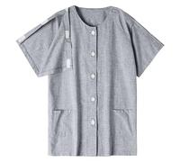 Caxndycing Chemises chirurgicales post-épaule pour homme - Rétablissement de l'épaule - Manches courtes - Entièrement ouvert - Bouton pression - T-shirt de sport - Dialyse - Vêtements chimio, Gris