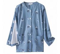 Caxndycing Chemises chirurgicales post-épaule pour homme - Rétablissement de l'épaule - Manches courtes - Entièrement ouvert - Bouton pression - T-shirt de sport - Dialyse - Vêtements chimio, Bleu 02