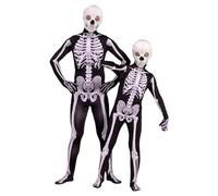 Caxndycing Combinaison tête de mort pour homme et femme - Combinaison squelette - Costume d'Halloween et de cosplay - Combinaison amusante - Manches longues - Imprimé 3D - Combinaison numérique
