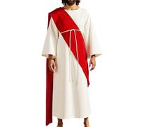 Caxndycing Costume de Jésus pour adulte - Robe chrétienne - Écharpe religieuse biblique - Taille corde - Déguisement centurion romain pour cosplay, Blanc., M