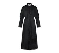 Caxndycing Costume de prêtre romain pour homme - Robe soutane romaine - Soutane clergé - Robe pour homme - Costume de dieu - Carnaval, fête, église, cosplay - Costume de moine, Noir , M