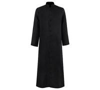 Caxndycing Costume de prêtre romain soutane pour homme - Costume de moine - Robe de renaissance médiévale pour fête à thème, Halloween, carnaval, louange, Noir , M