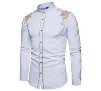 Caxndycing Costume de prince pour homme - Broderie dorée - Veste de costume de cirque - Uniforme Ringmaster - Manches longues - Pour homme - Smoking - Costume festif - Steampunk - Frack, Blanc., M