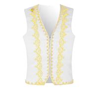 Caxndycing Costume d'Halloween pour homme - Gilet de cirque sans manches - En velours - Prince arabe Orient Sultan - Gilet sans manches - Pour fête à thème - Nouvel An - Carnaval, Blanc., M