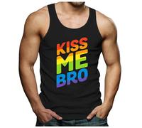 Caxndycing Débardeur pour homme Rainbow Bisexual Gay Queer Trans LGBTQ Pride Parade Tenue LGBTQ+ Community Muscle Shirt CSD Party Drapeau arc-en-ciel à bretelles, Noir , 3XL