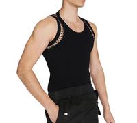 Caxndycing Débardeur vintage pour homme - Débardeur en maille sans manches - Gilet sexy - T-shirt en maille - Chemise de corps - Chemise de corps - Chemise de fête - Carnaval - Clubwear, Noir , M