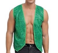 Caxndycing Gilet irlandais trèfle Saint Patrick Gilet Gilet en dentelle sans manches Tenue de fête Déguise-toi St Patrick Cosplay Débardeur, vert, XL
