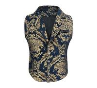 Caxndycing Gilet traditionnel victorien steampunk pour homme - Sans manches - Corset - Smoking - Gilet de costume formel élégant - Haut blazer décontracté - Gilet d'affaires, Marine, M