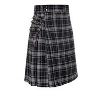 Caxndycing Kilt écossais traditionnel pour homme - Tartan irlandais - Gothique - Jupe plissée - Tartan - Individualité - Vintage - Tactique - Kendo Kilt, Gris T., M
