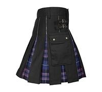 Caxndycing Kilt écossais traditionnel pour homme - Tartan irlandais - Gothique - Jupe plissée - Tartan - Individualité - Vintage - Tactique - Kendo Kilt, V violet, XL