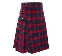 Caxndycing Kilt écossais traditionnel pour homme - Tartan irlandais - Gothique - Jupe plissée - Tartan - Individualité - Vintage - Tactique - Kendo Kilt, T rouge., L Herren Unterwäsche