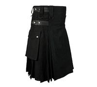 Caxndycing Kilt écossais traditionnel pour homme - Tartan irlandais - Gothique - Jupe plissée - Tartan - Individualité - Vintage - Tactique - Kendo Kilt, A1 noir., S