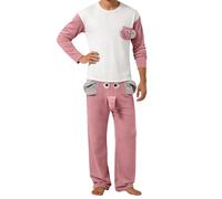 Caxndycing Lefanten Pyjama amusant pour homme - Long vêtement de détente - Unisexe - Motif animal - 2 pièces - Pantalon avec éléphant, Rose, M