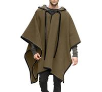 Caxndycing Manteau Clint Eastwood Poncho Couverture Cape Décontractée avec Capuche pour Homme Ourlet Irrégulier Sweat-shirt Confortable Vêtement de Maison Mode Vêtement de Rue, Kaki 01., XL